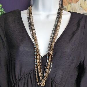 Express Multi-Layer Chain & Glass Necklace
